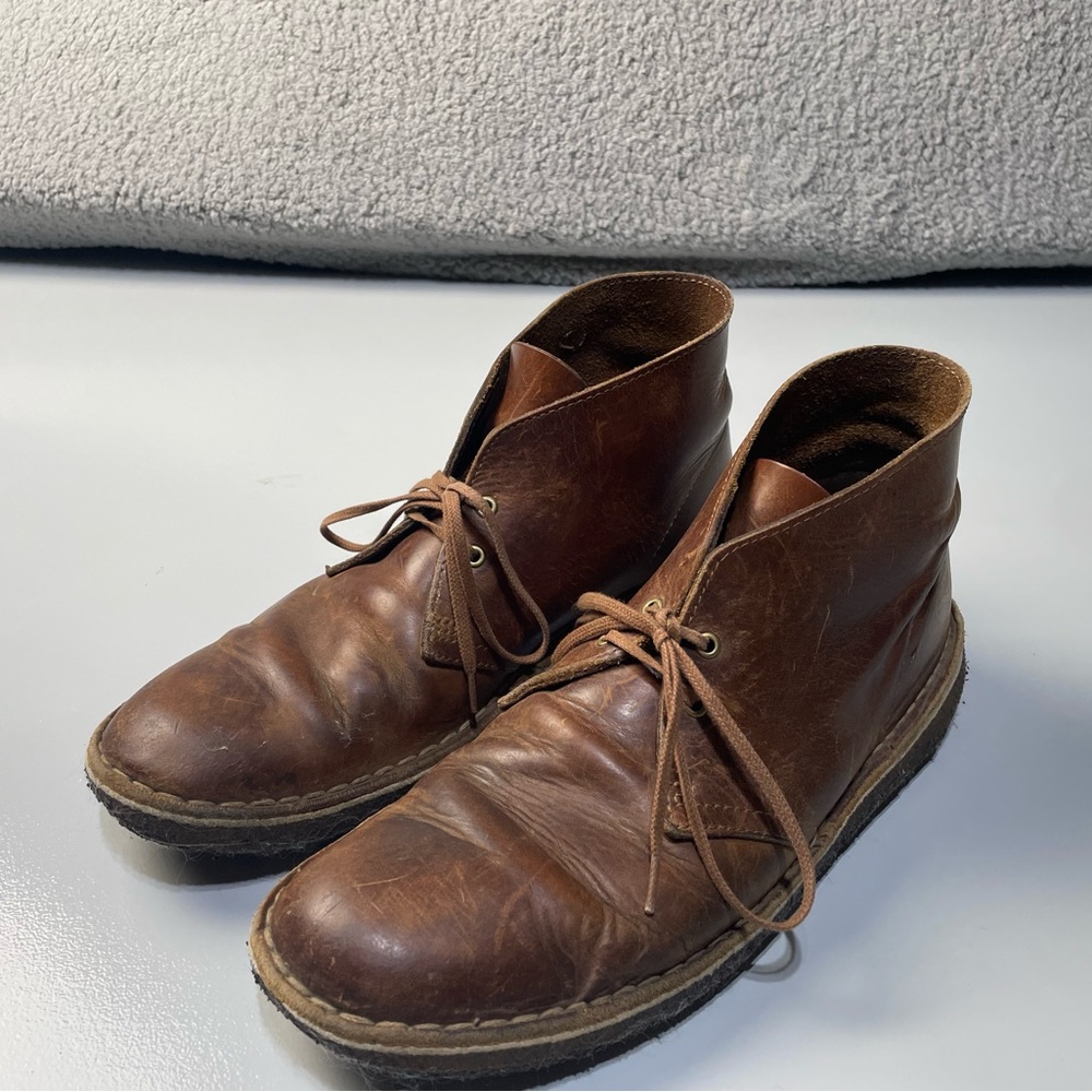 CLARKS Original Desert Boot Chukka men Brown Leather Distressed 9.